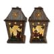 Božićna dekoracija drveni lampion svjetleći 15x8,5