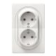 Utičnica dupla, dvopolna, PVC EON, E604.00, bijela