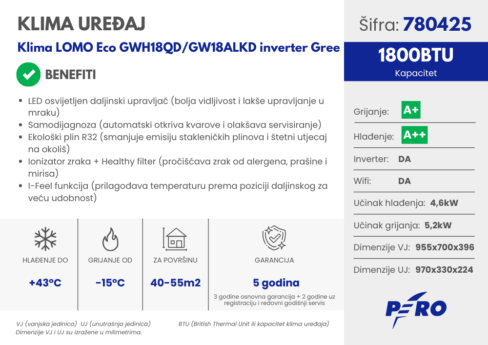 Klima LOMO Economical GWH18QD  inverter Gree